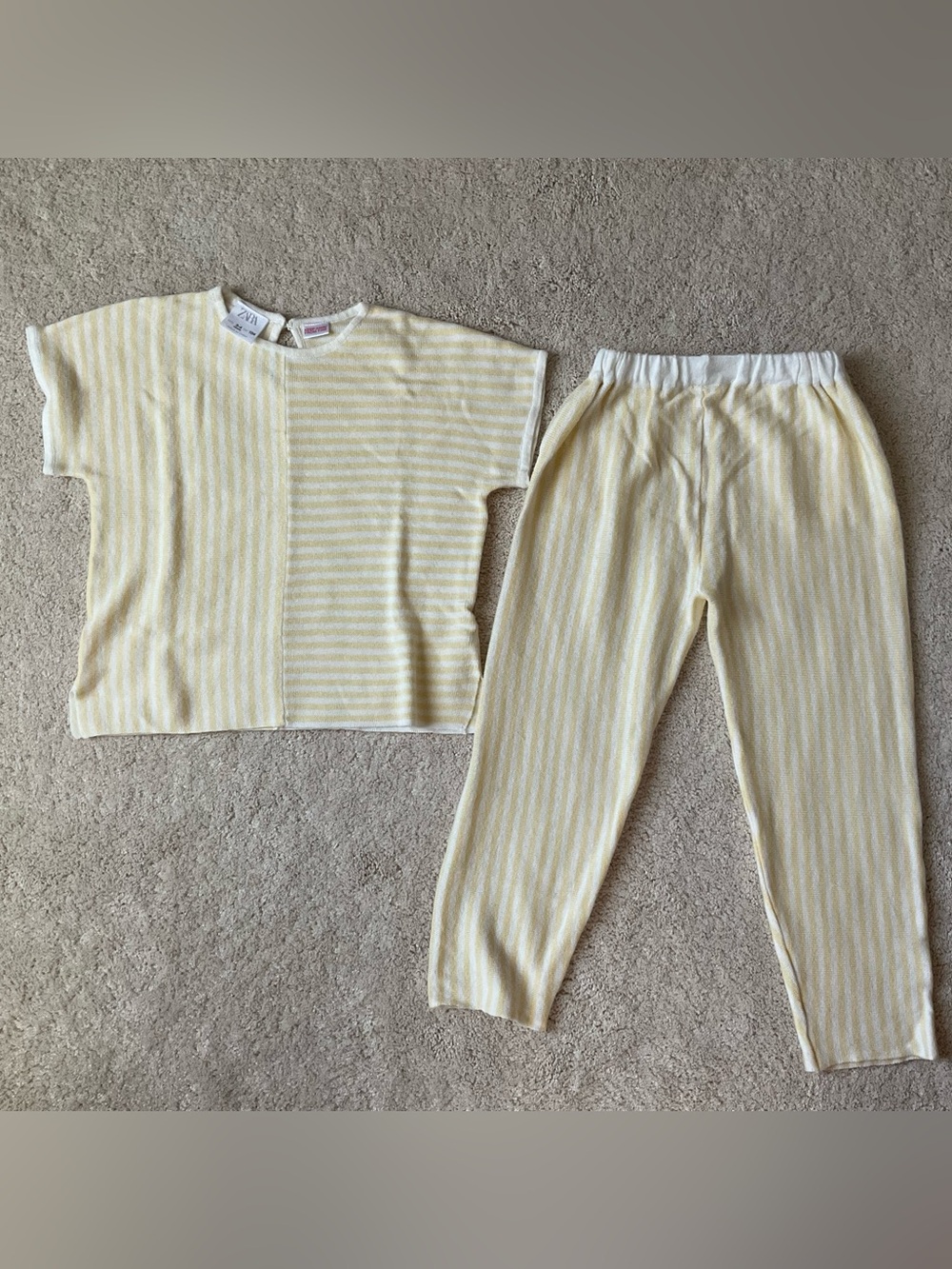 Zara Kids Pale Yellow & White Striped Set